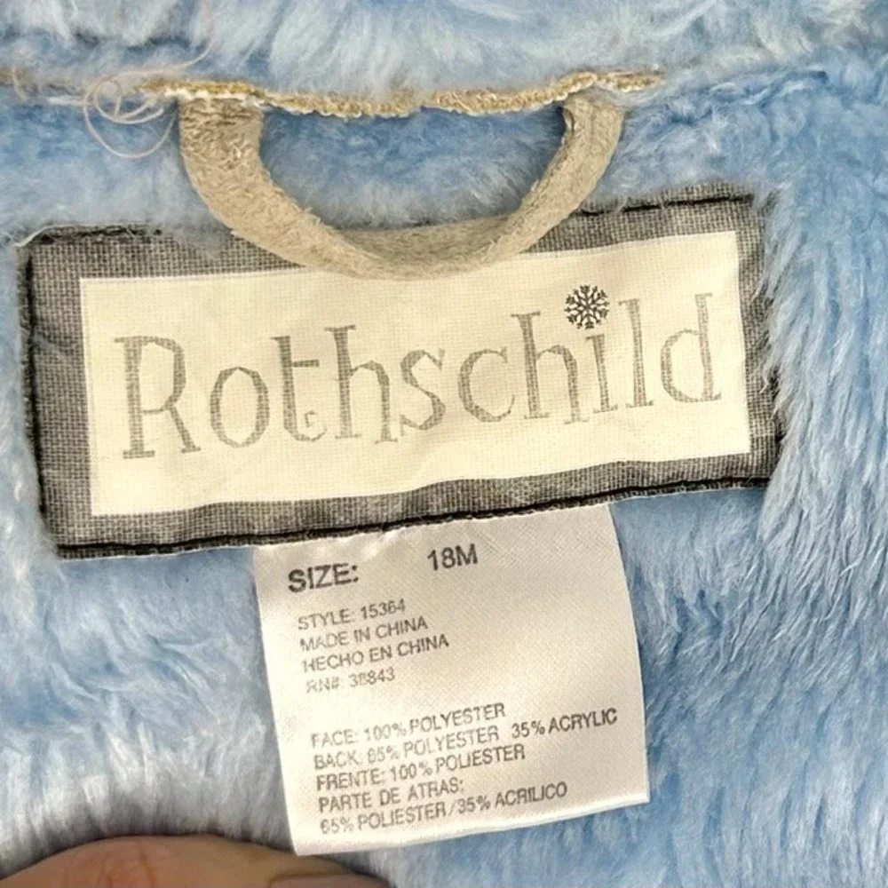 Rothschild Faux Beige Suede and Sherpa Blue Lined Hooded Coat Size 18M